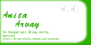 anita arvay business card